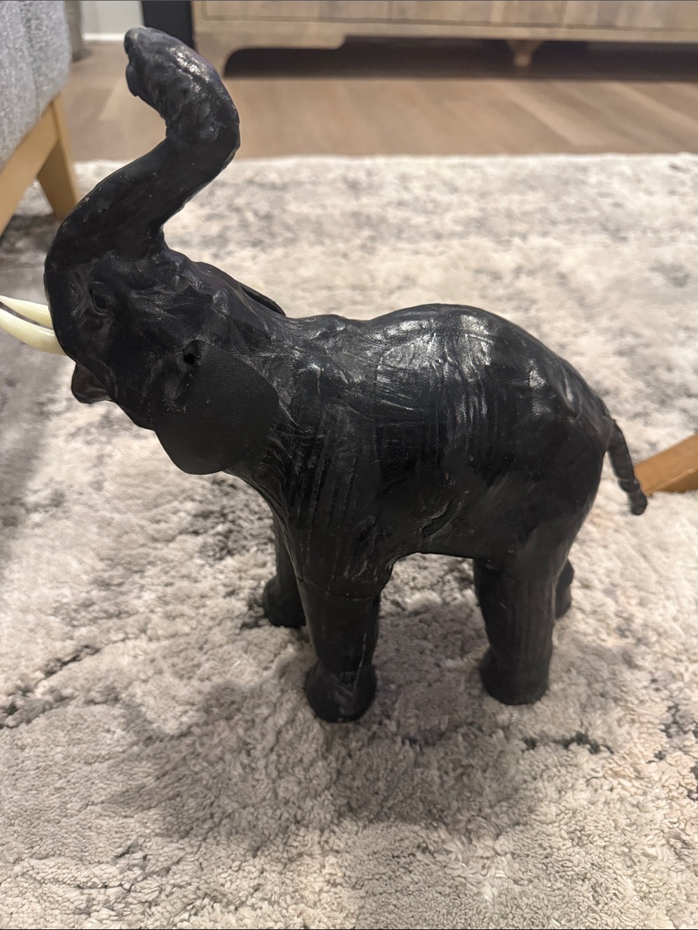 Vintage Leather Wrapped Elephant Statue Figure 13" Safari